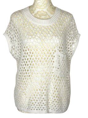 LNA Clothing Open Knit Crochet Sweater Top Blouse Shirt XS NWOT